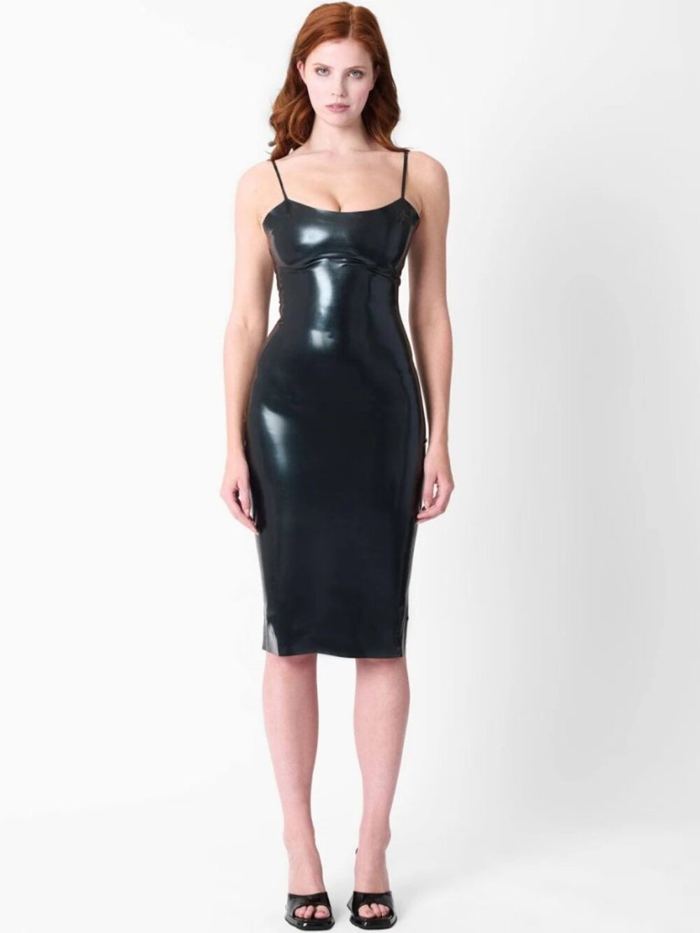 NWT POSTER GIRL Latex Midi Dress Black Size S